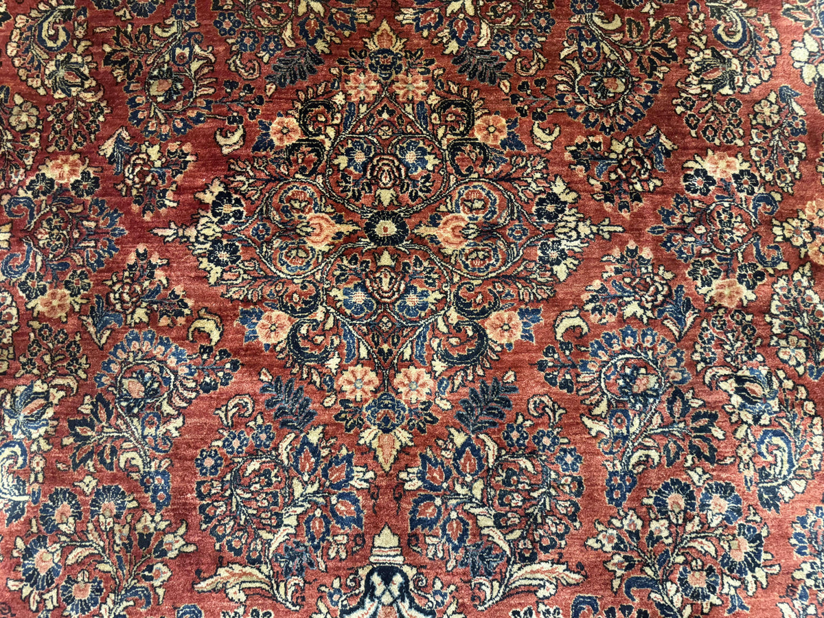 Large Persian Sarouk Rug 10x17, Palace Size Antique Persian Carpet, Red, Floral Allover, Traditional Persian Rug, Oversize Handmade Wool Rug - Jewel Rugs, view 4
