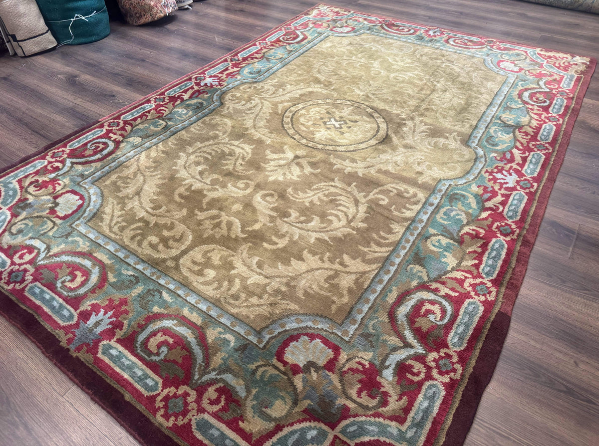 Tibetan Aubusson Rug 6x9, Gold-Beige, Soft Wool Pile, Handmade - Jewel Rugs, view 3