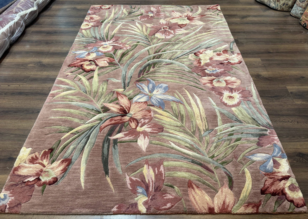 Hand Tufted Floral Rug 5x8, Light Rose Wool Carpet - Jewel Rugs, view 5