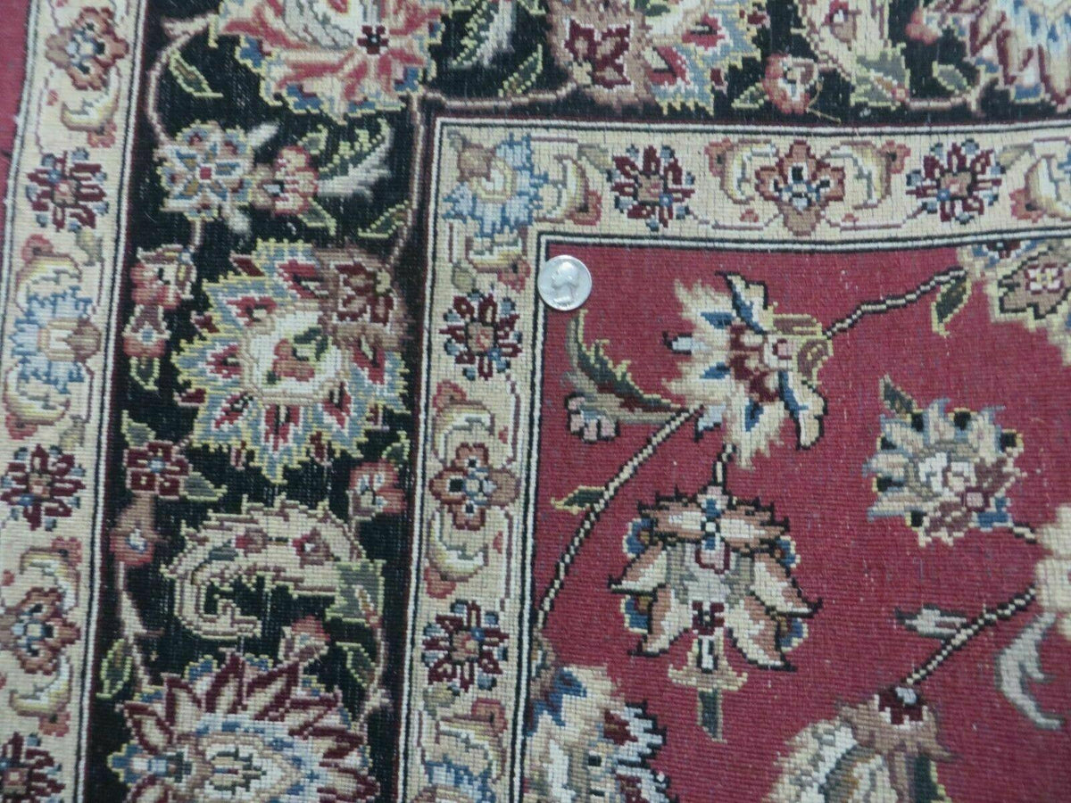 6' X 9' Vintage Handmade Fine India Floral Oriental Silk Accent Wool Rug Carpet - Jewel Rugs, view 12