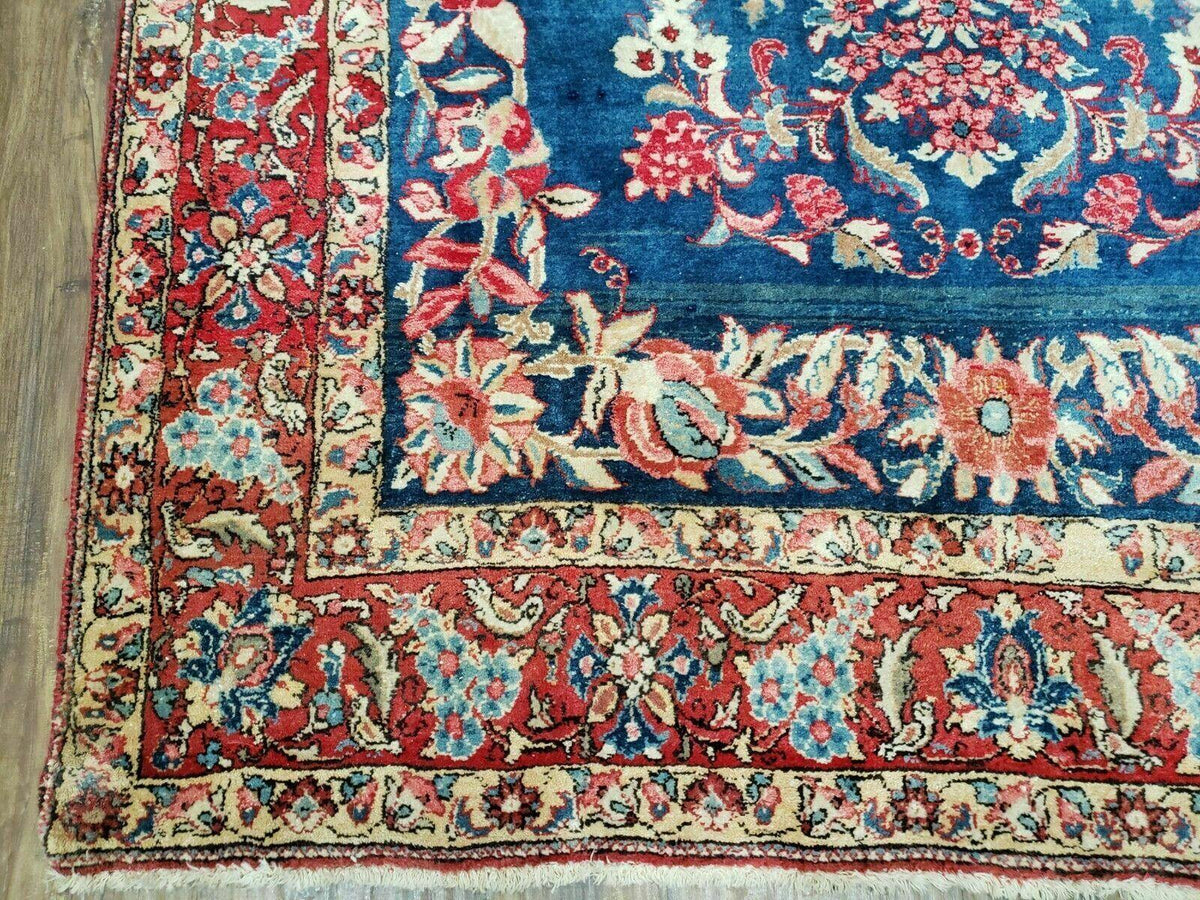 4' X 7' Vintage Handmade Turkish Wool Rug Flowers Birds Tree Of Life Blue Red - Jewel Rugs, view 9