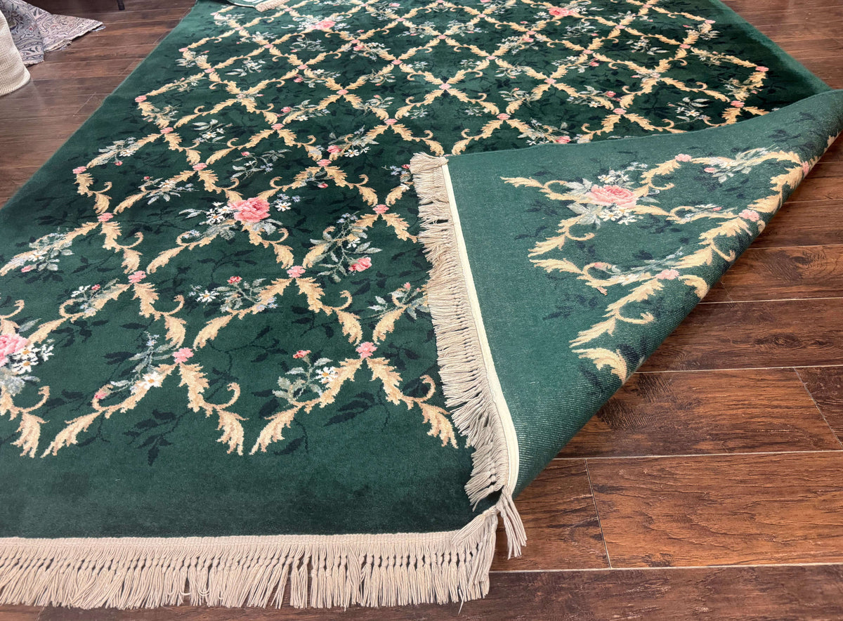 Karastan Garden of Eden Rug 8.8 x 11.8, Green Savonnerie 509/1733, Wool - Jewel Rugs, view 13