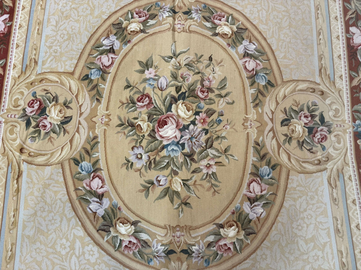 Needlepoint Rug 8x10, Aubusson Savonnerie European Carpet, Floral, Elegant - Jewel Rugs, view 5