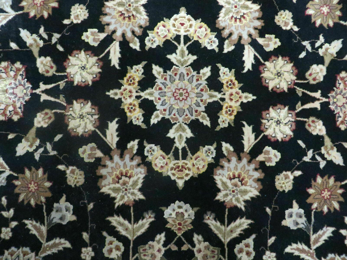 9' X 12' Vintage Handmade Fine Chinese Oriental Floral Wool Rug Silk Black - Jewel Rugs, view 12