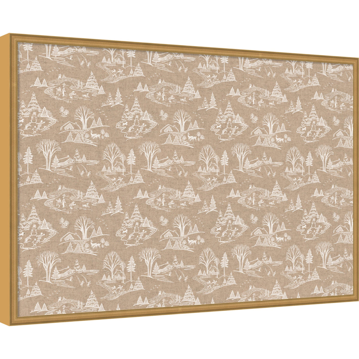 Kate and Laurel Framed Fabric Pinboard Wonderland White Toile