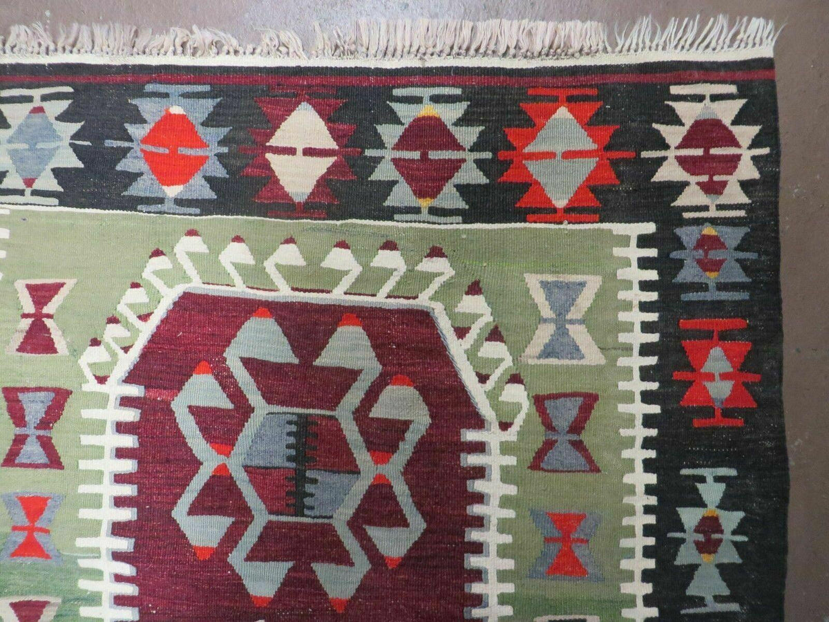 3' 8" X 5' Vintage Turkish Kilim Handmade Flat Weave Wool Rug Veg Dyes - Jewel Rugs, view 7