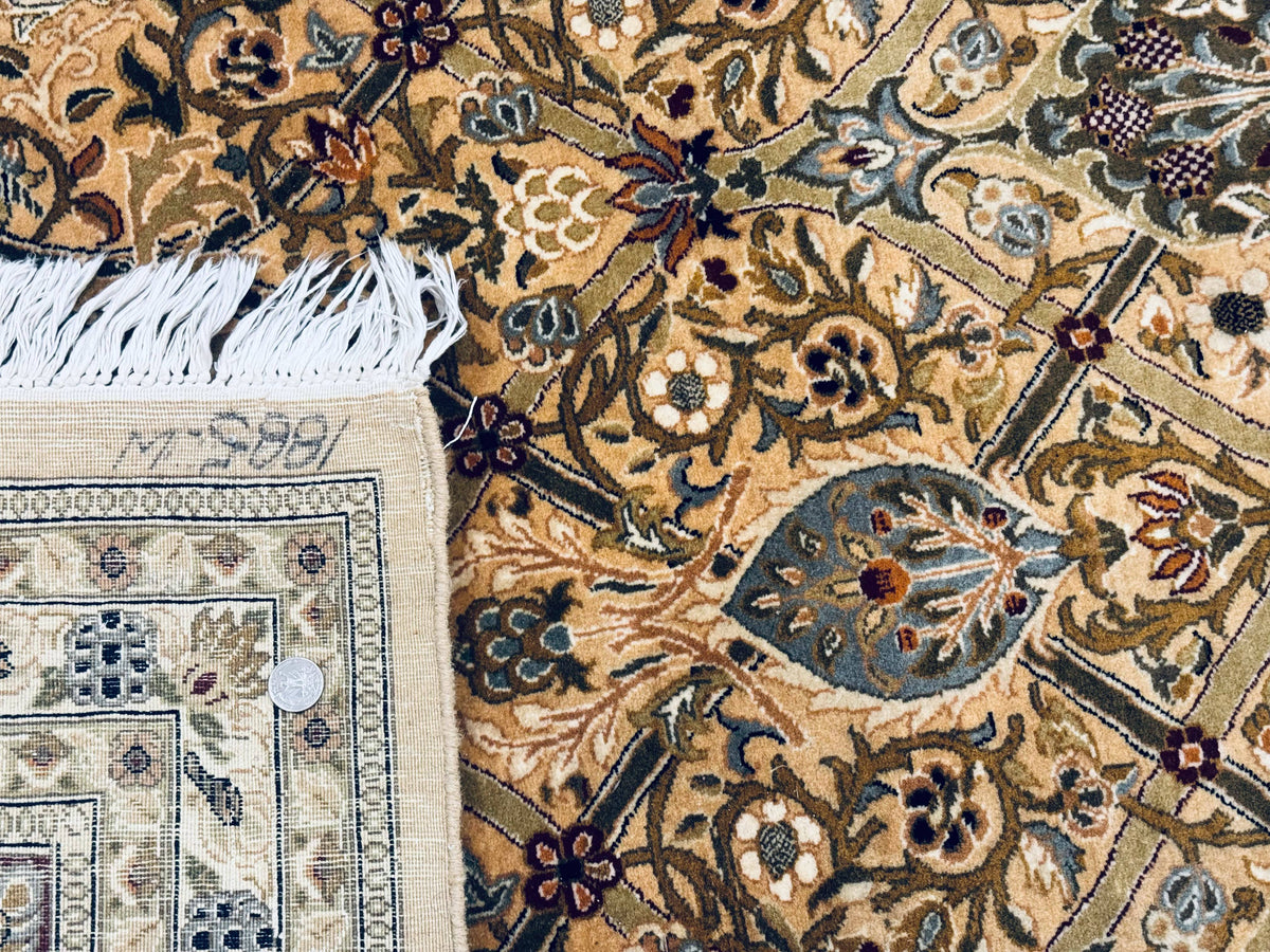 Fine Pak Persian Rug 9x12, Gold and Wine Red, Panel Design, 330 KPSI - Jewel Rugs, view 10