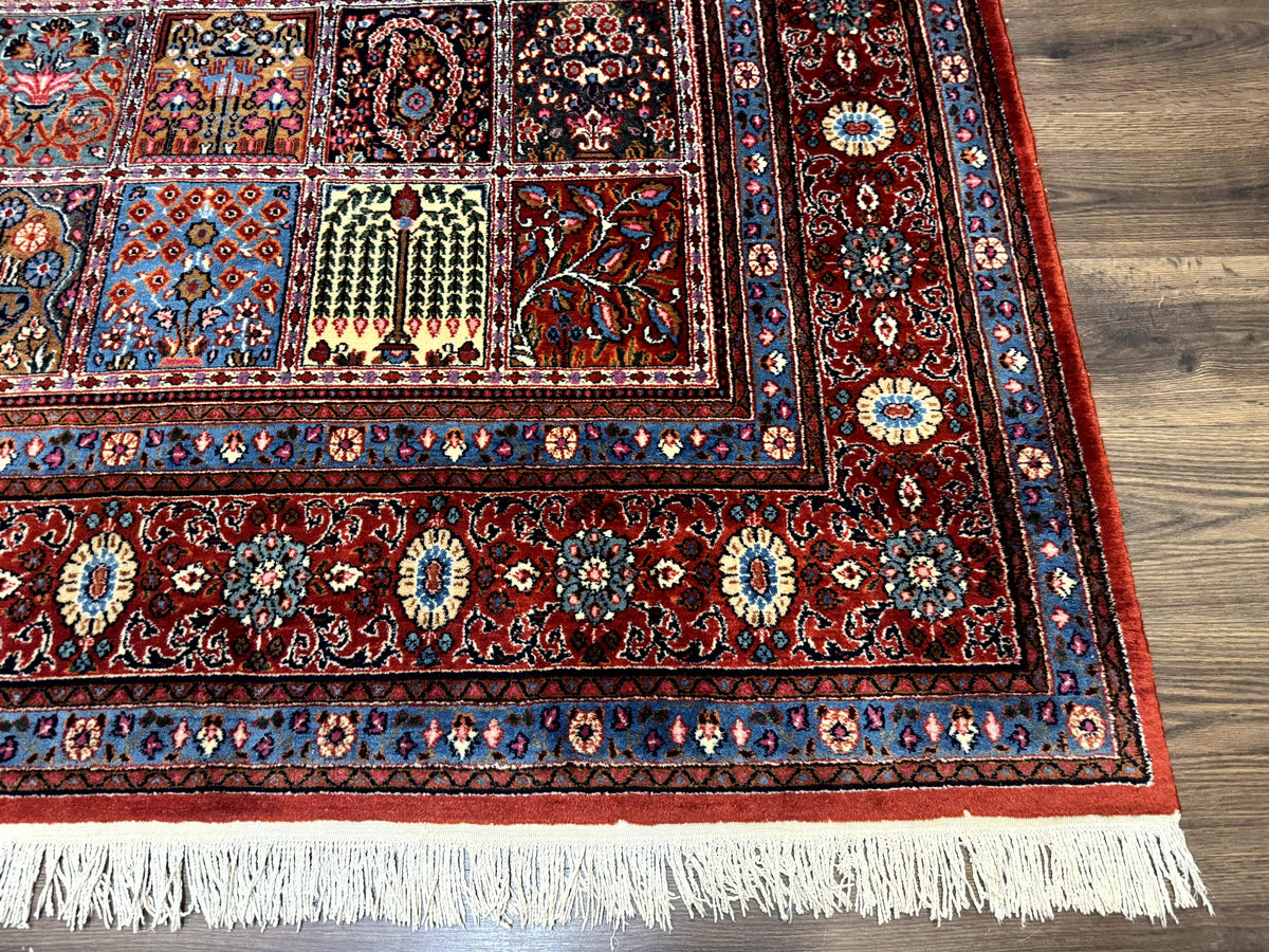 Wonderful Persian Qum Rug 10x13, Panel Design, Fine 260 KPSI, Signed, Red Multicolor - Jewel Rugs, view 9