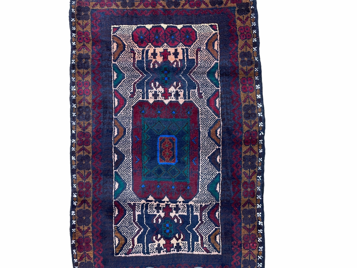 3 X 5 Vintage Handmade Tribal Wool Rug Balouchi Rug Afghan Rug Red Beige Nice - Jewel Rugs, view 4