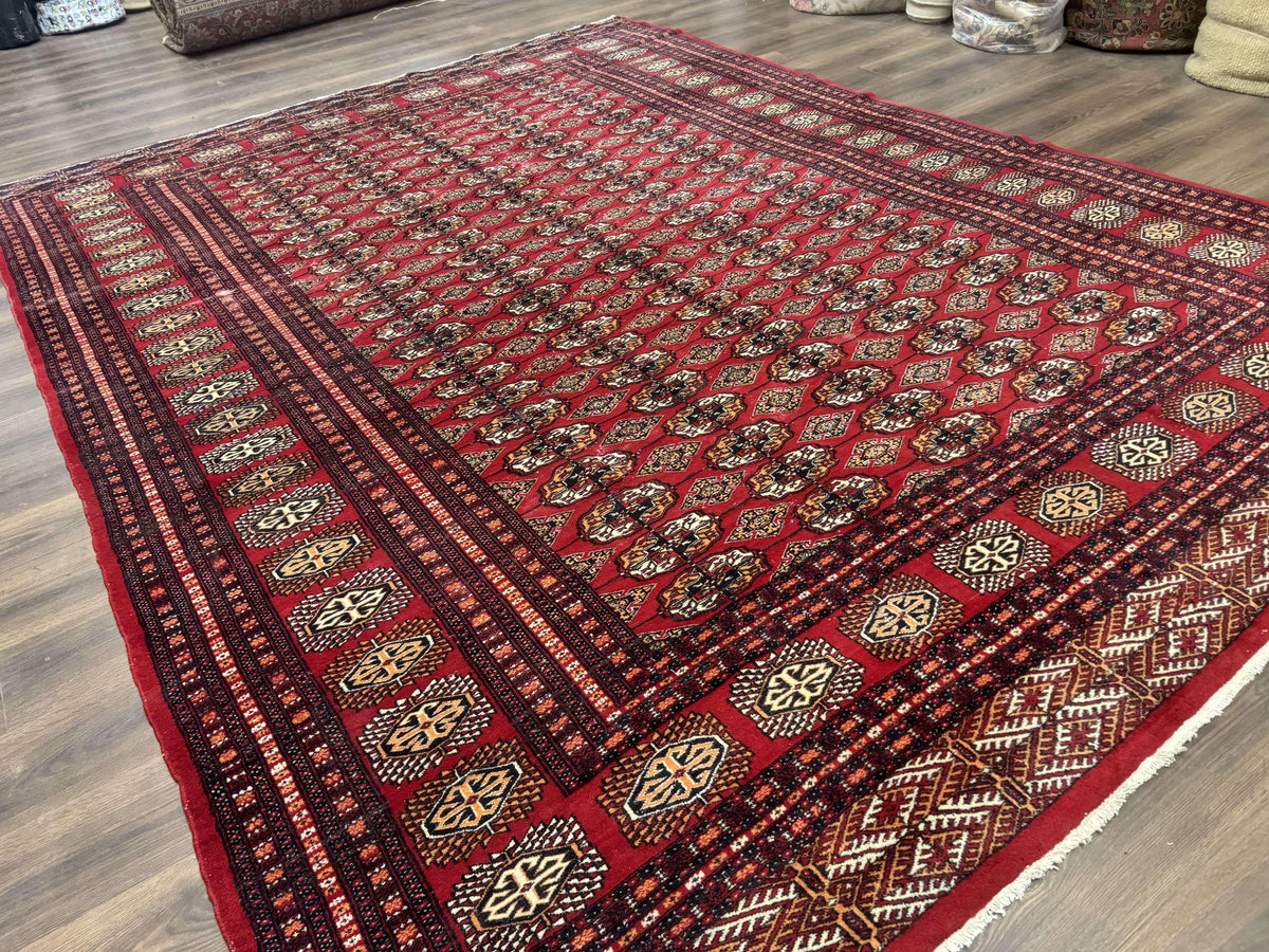 Bokhara Rug 9x12, Red Turkoman Rug, Pakistani Rug, Tribal Carpet, Wool Rug, Red Rug - Jewel Rugs, view 12