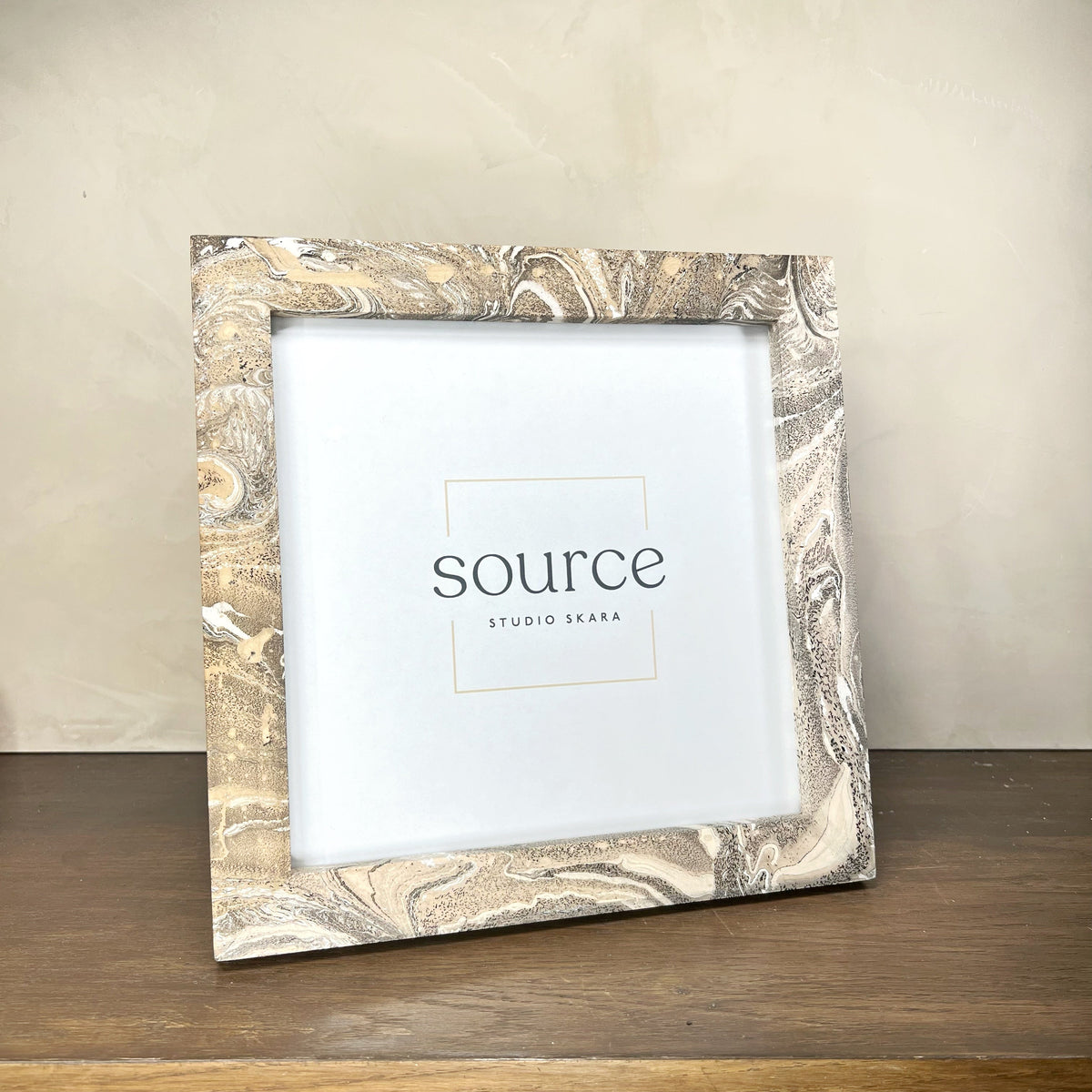 Neue Hand Marbled Wood Picture Frame - Natural (8x8) - Source by Studio Skara, view 2