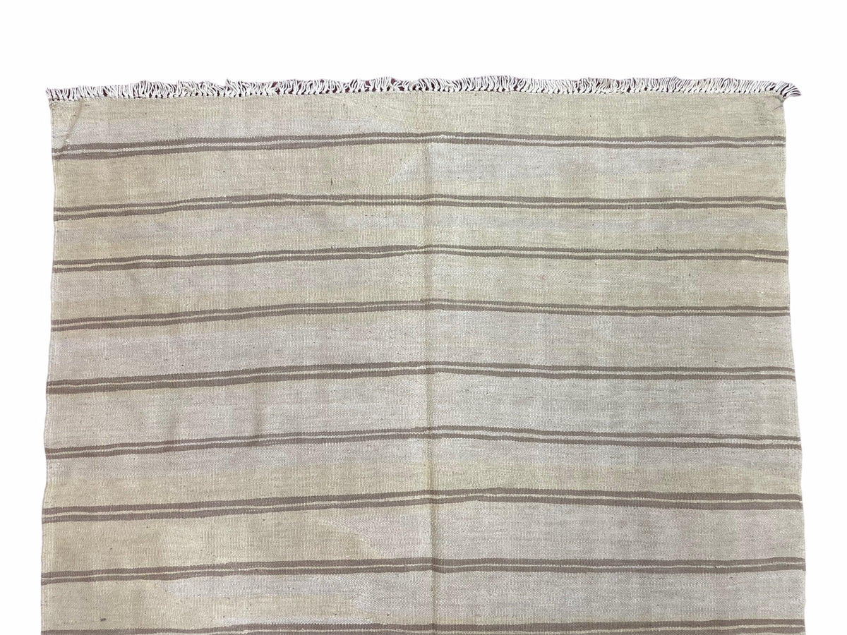 5x8 Turkish Kilim Rug, Flatweave Carpet, Striped Blanket, Southwestern Design, New, Gray, Wool, High Quality, Hand-Knotted - Jewel Rugs, view 4