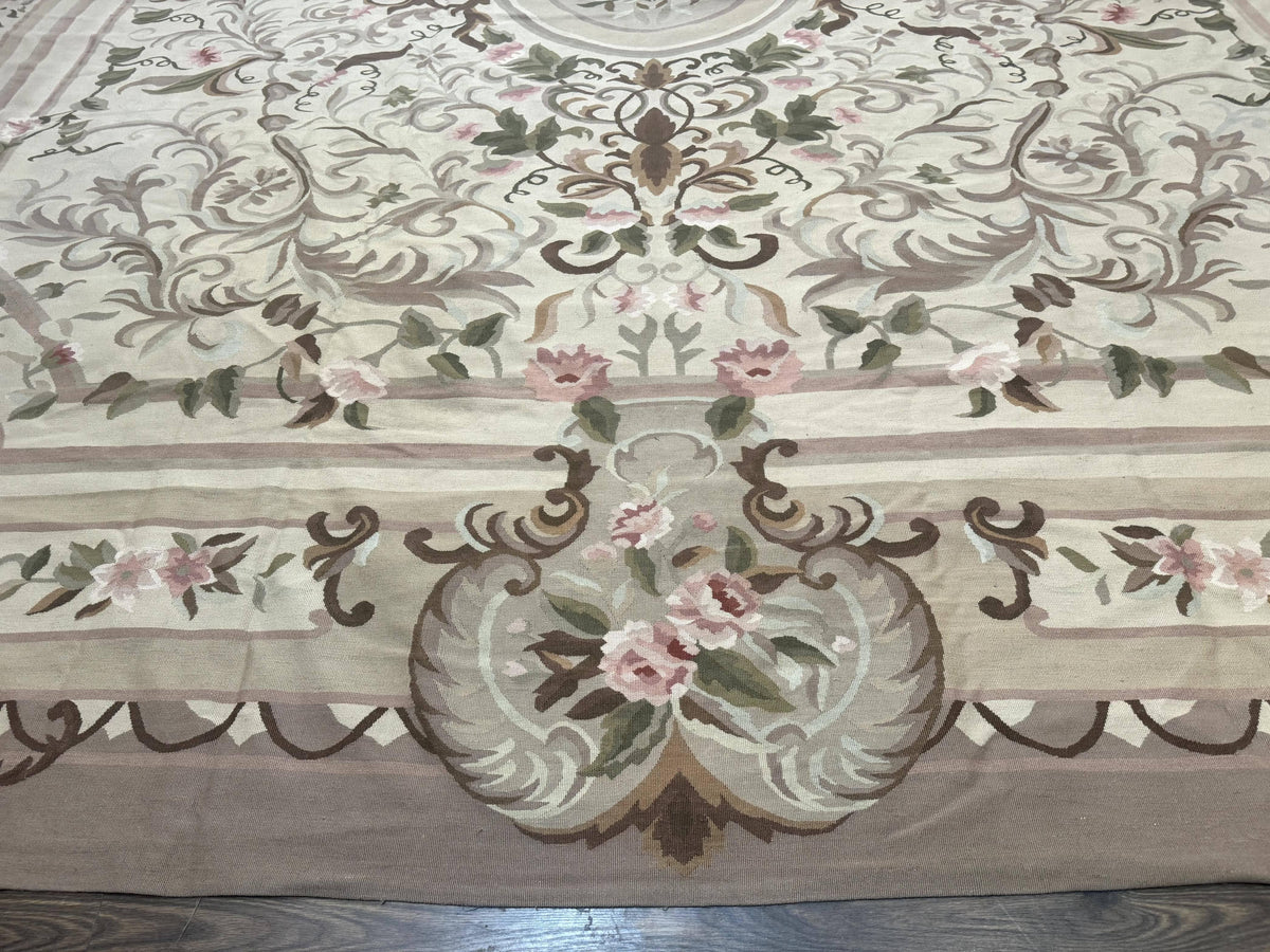 Palace Sized Aubusson Rug 13 x 20, Flatweave Aubusson Weave, Oversized Rug, European French Elegant Design - Jewel Rugs, view 6