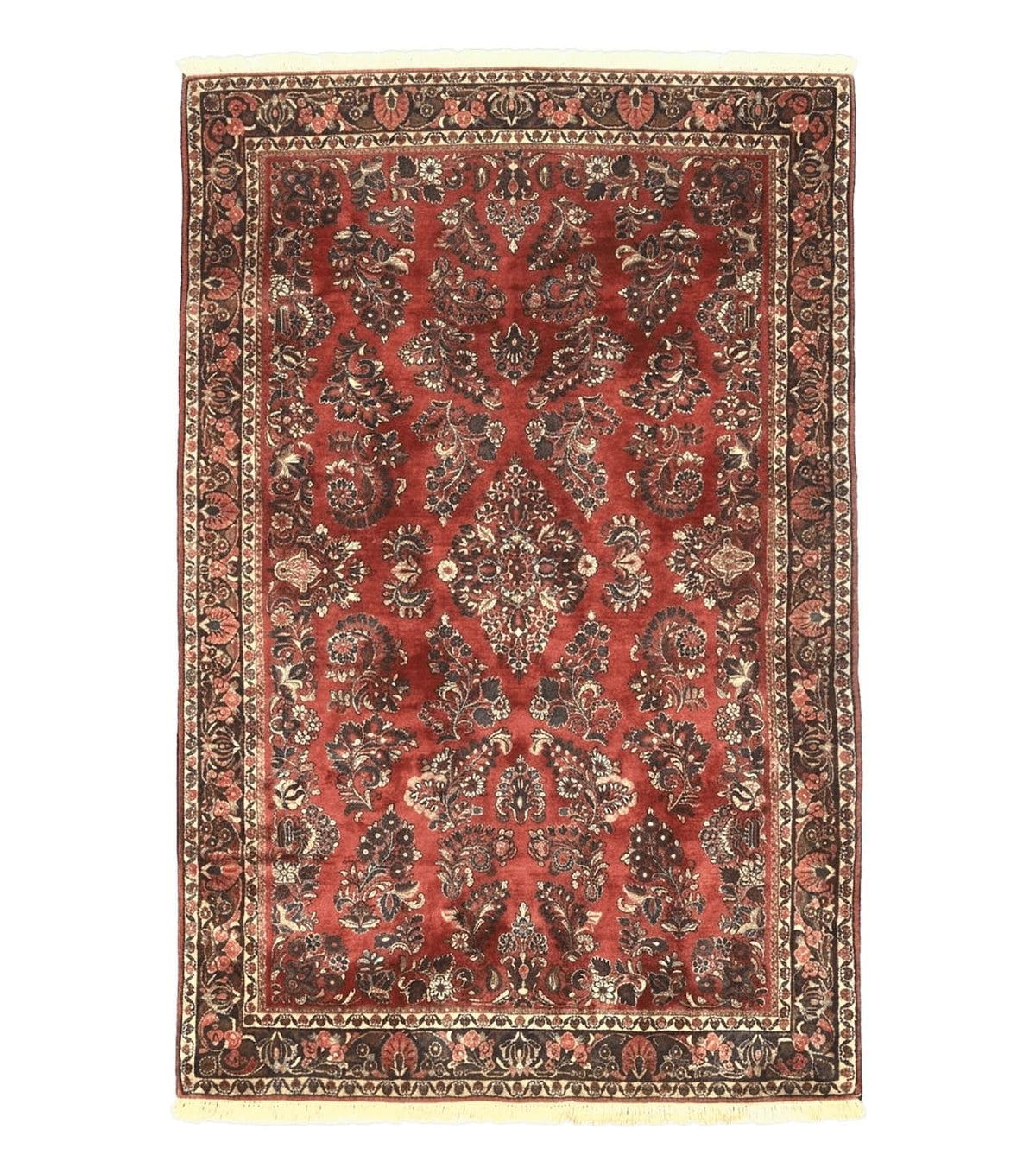 Antique Persian Sarouk Rug 4x7, Hand Knotted Wool Red Persian Carpet, Floral - Jewel Rugs
