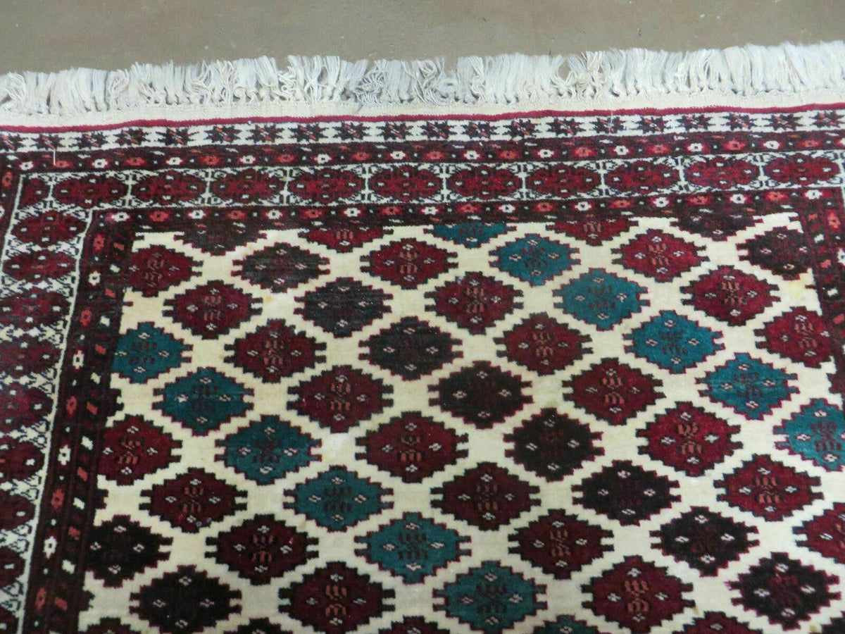 3' X 4' Vintage Handmade Pakistan Bokhara Turkoman Balouch Wool Rug Mat Nice - Jewel Rugs, view 4
