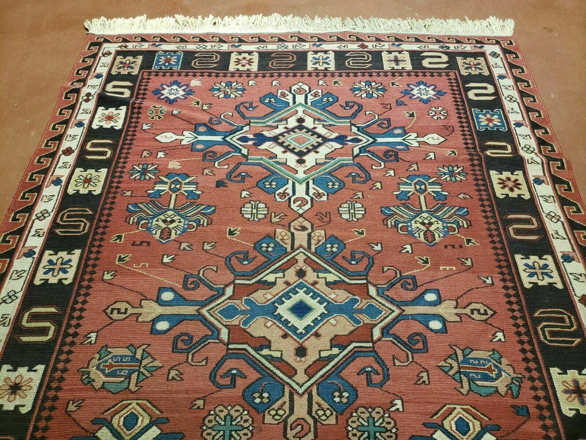 4' X 6' Vintage Russian Kilim Handmade Caucasian Soumak Flat Weave Wool Rug - Jewel Rugs, view 12