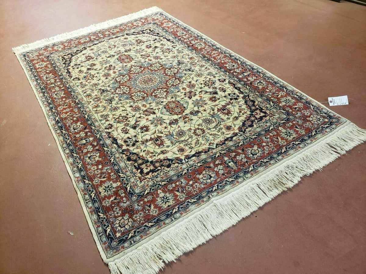 4' X 6' Handmade Ultra Fine Chinese Floral Oriental Wool Rug Hand Knotted Beige - Jewel Rugs, view 3