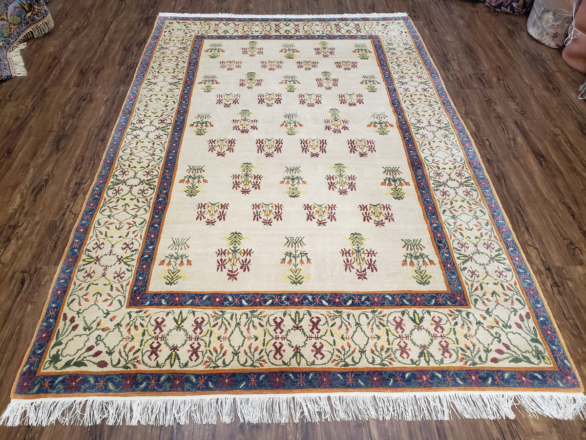 Tufenkian Rug 5.9 x 8.6, Tibetan Nepalese Rug, Hand Knotted, Soft Shiny Wool, Repeated Motifs, Contemporary Modern, Area Rug 6x9, Vintage - Jewel Rugs, view 2
