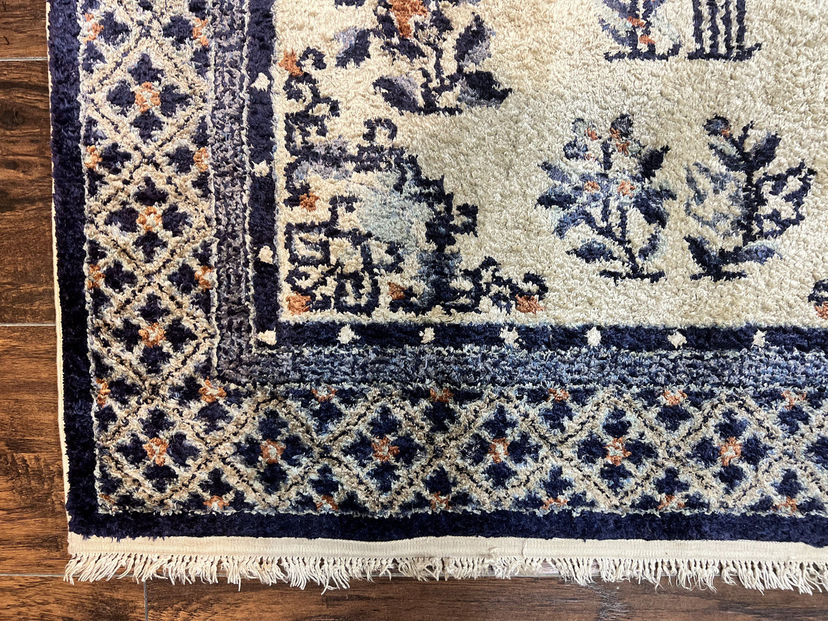 Silk Chinese Rug 3x5, Vintage Handmade Peking Carpet, Asian Oriental Art Deco Rug - Jewel Rugs, view 8