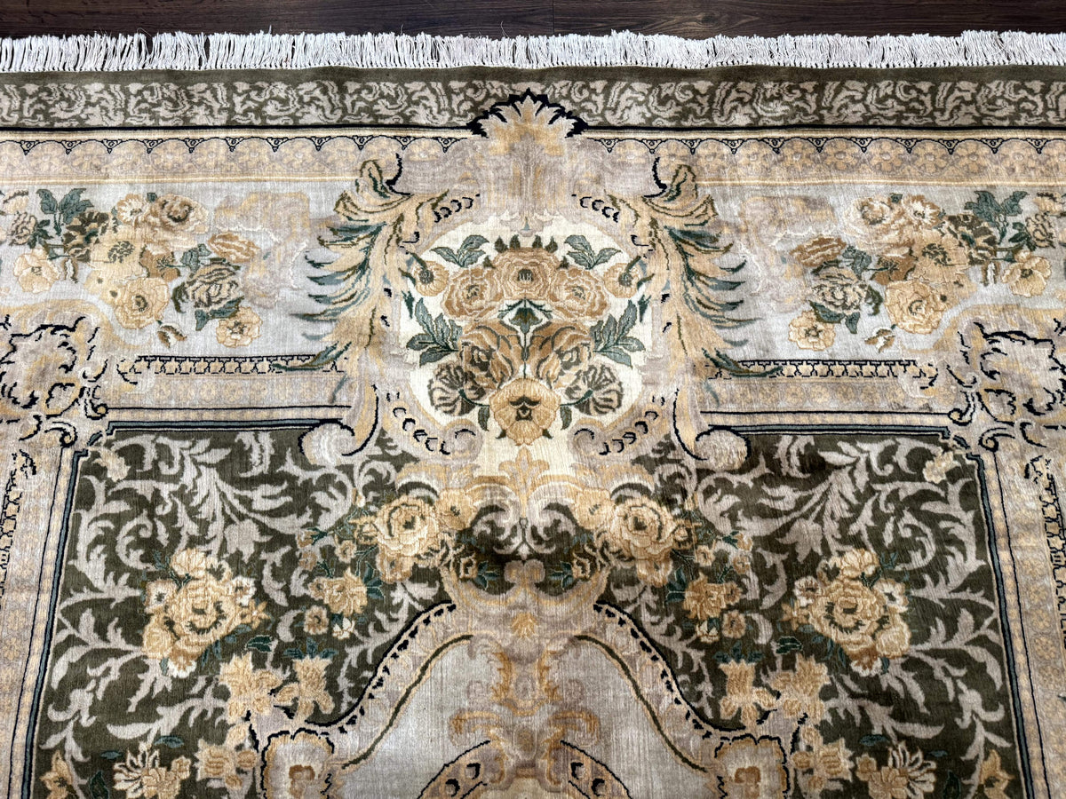 Aubusson Rug 8x10, Very Fine 225 KPSI, Floral, French European Design, Pakistani Carpet - Jewel Rugs, view 4