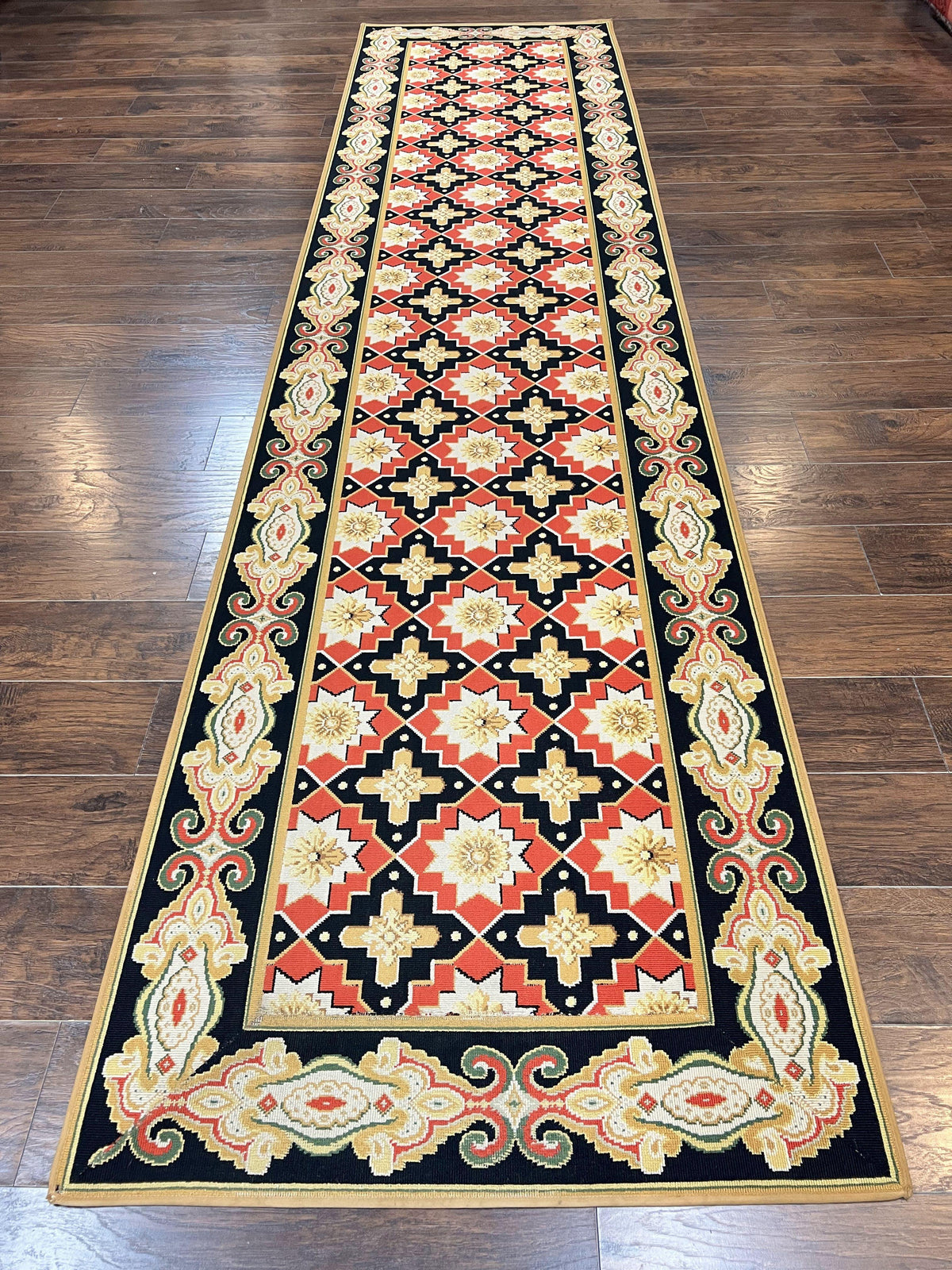 Vintage Runner Rug 3.5 x 14, Long Runner Rug, Stark Custom Made Carpet, European Design, Red Black Ivory Tan, Long Rug for Hallway - Jewel Rugs, view 2