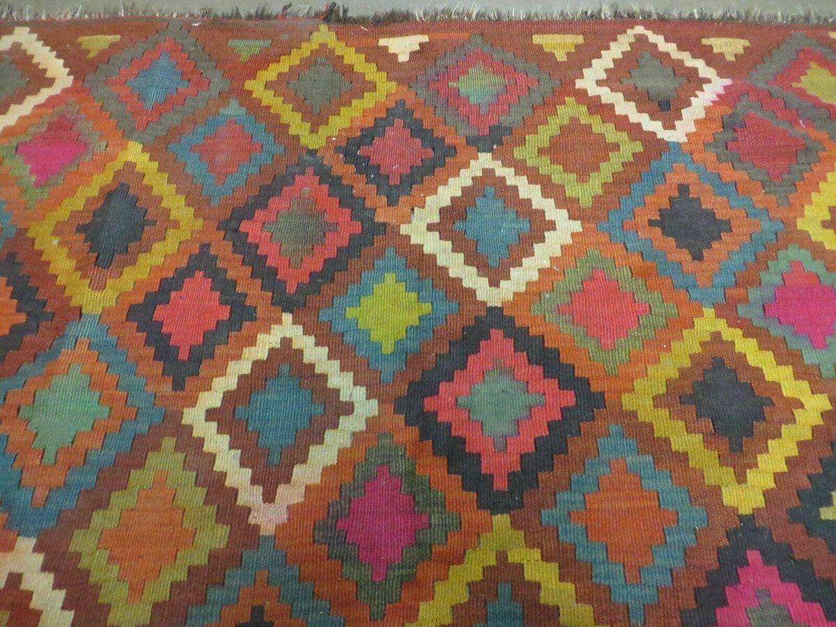 7' X10' Antique Afghan Kilim Handmade Flat Weave Wool Rug Vegy Organic Colorful - Jewel Rugs, view 3
