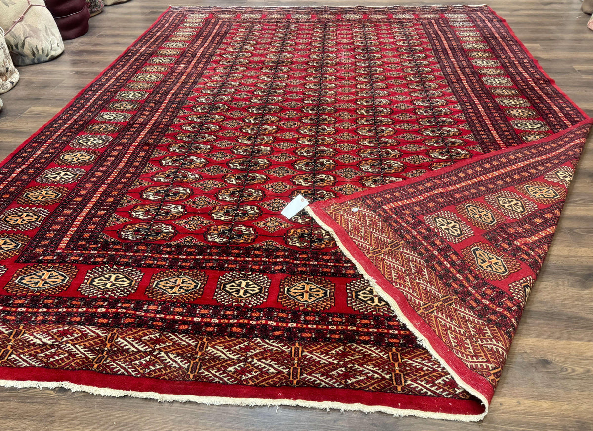 Bokhara Rug 9x12, Red Turkoman Rug, Pakistani Rug, Tribal Carpet, Wool Rug, Red Rug - Jewel Rugs, view 11