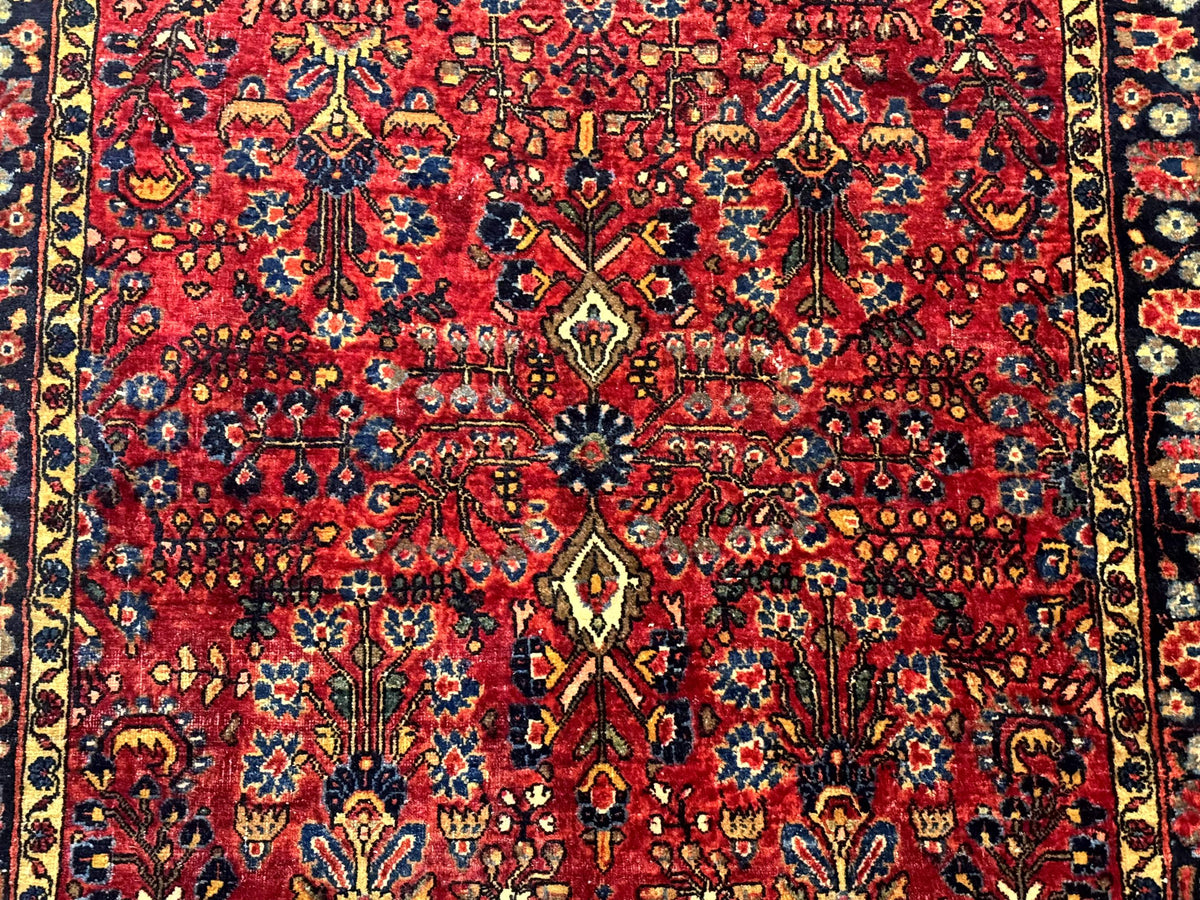 Antique Persian Sarouk Rug 3x4, Red, Floral, 1920s Wool Rug - Jewel Rugs, view 5