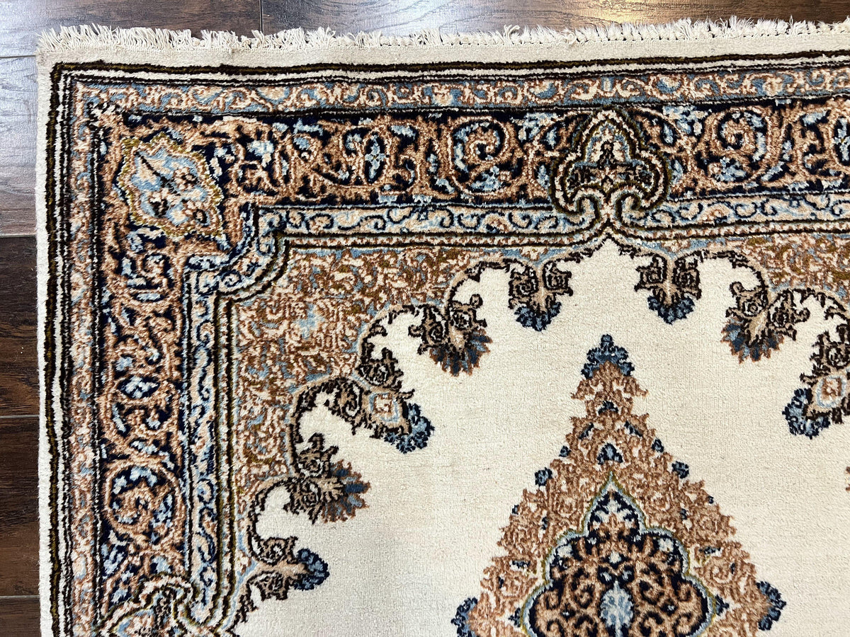 Square Persian Kirman Rug 4x4, Semi Open Field, Handmade - Jewel Rugs, view 6