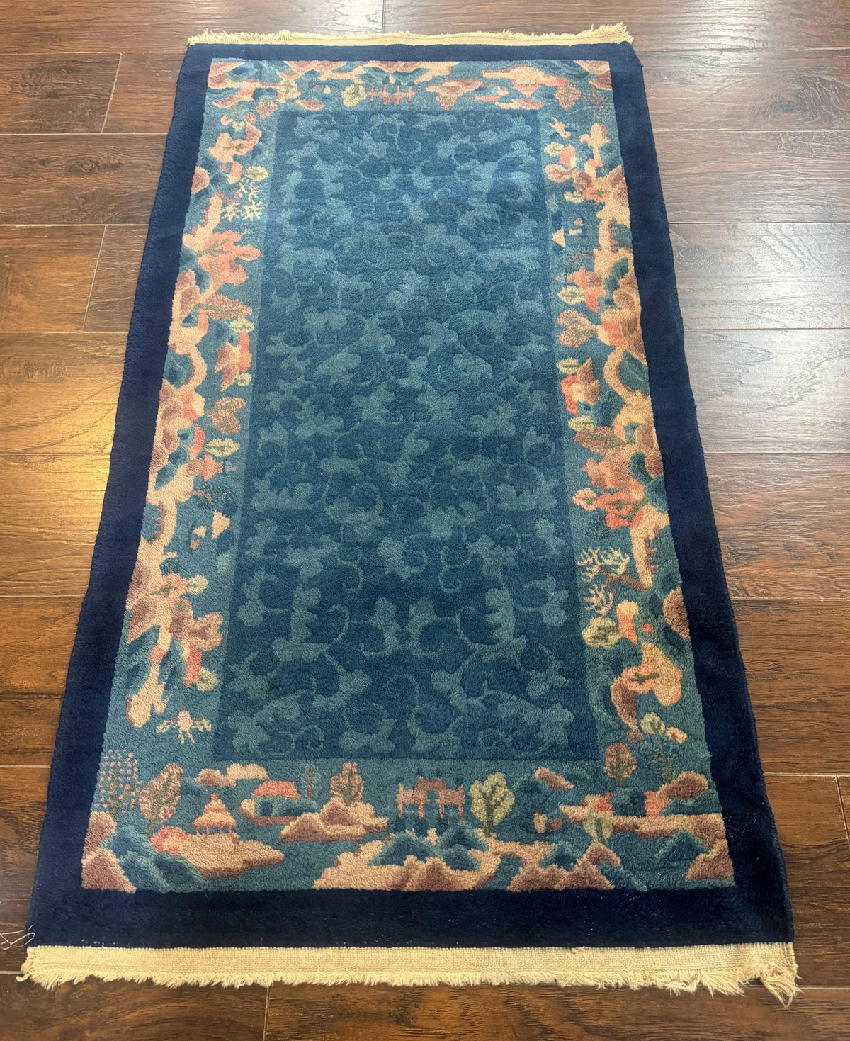 Blue Chinese Wool Rug 2.5 x 4, Peking Rug, Fete Rug, Semi Antique Chinese Carpet - Jewel Rugs, view 8