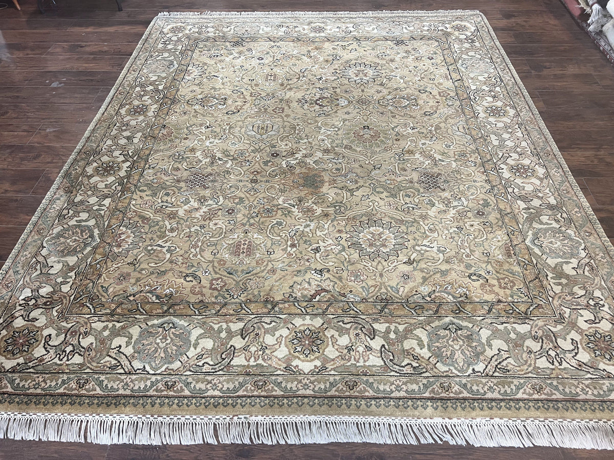Indo Mahal Rug 8x10, Indian Jaipur Rug 8 x 10 ft, Wool Indo Persian Carpet, Handmade Traditional Floral Area Rug, Olive Green, Vintage Rug - Jewel Rugs, view 2