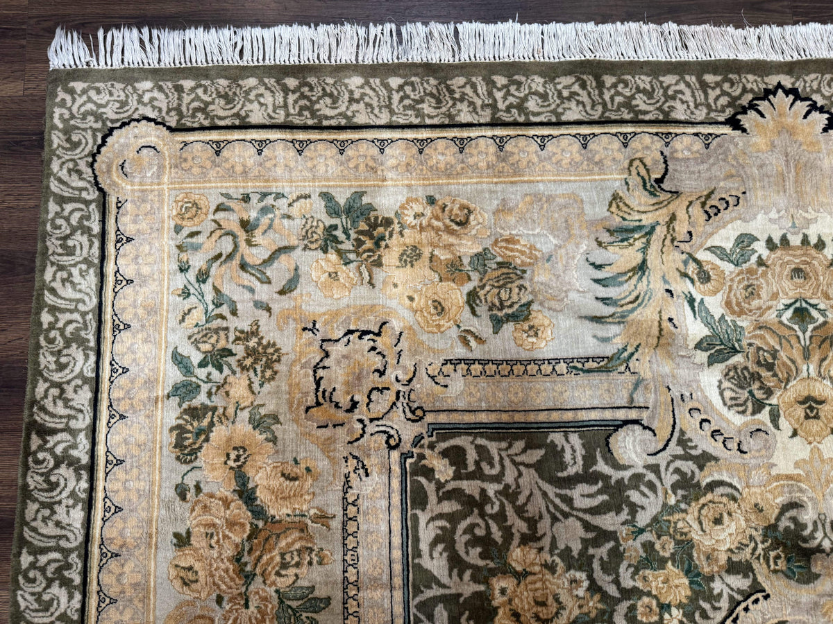 Aubusson Rug 8x10, Very Fine 225 KPSI, Floral, French European Design, Pakistani Carpet - Jewel Rugs, view 7