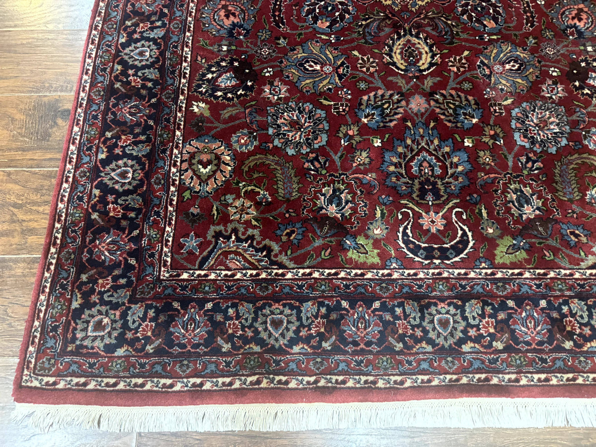 Indo Persian Rug 5x7, Vintage Traditional Floral Carpet, Burgundy and Navy Blue - Jewel Rugs, view 9