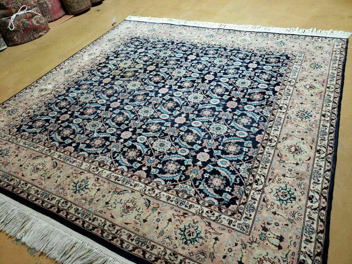 Square Indo Persian Rug 6x6, Hand Knotted, Wool, Allover Pattern - Jewel Rugs, view 8