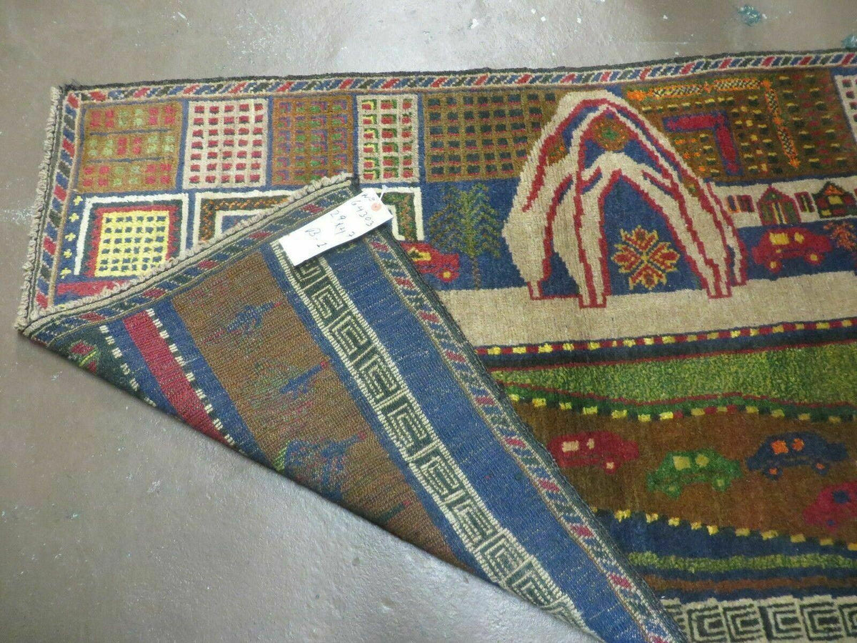 3' X 5' New Vintage Handmade Afghan Balouch Tribal Wool Pictorial Rug # 303 - Jewel Rugs, view 10