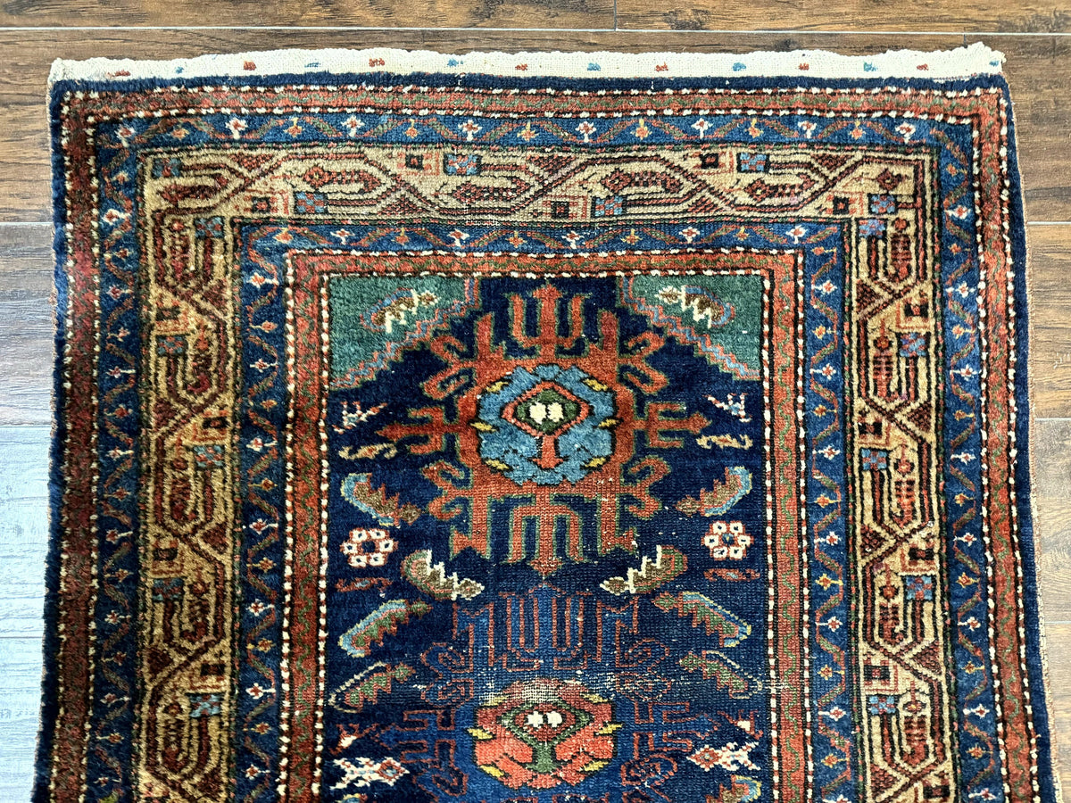 Antique Persian Sarab Runner 3x17, Blue Persian Runner Rug, Long Handmade Wool Carpet for Hallway, Rare, Tribal - Jewel Rugs, view 3