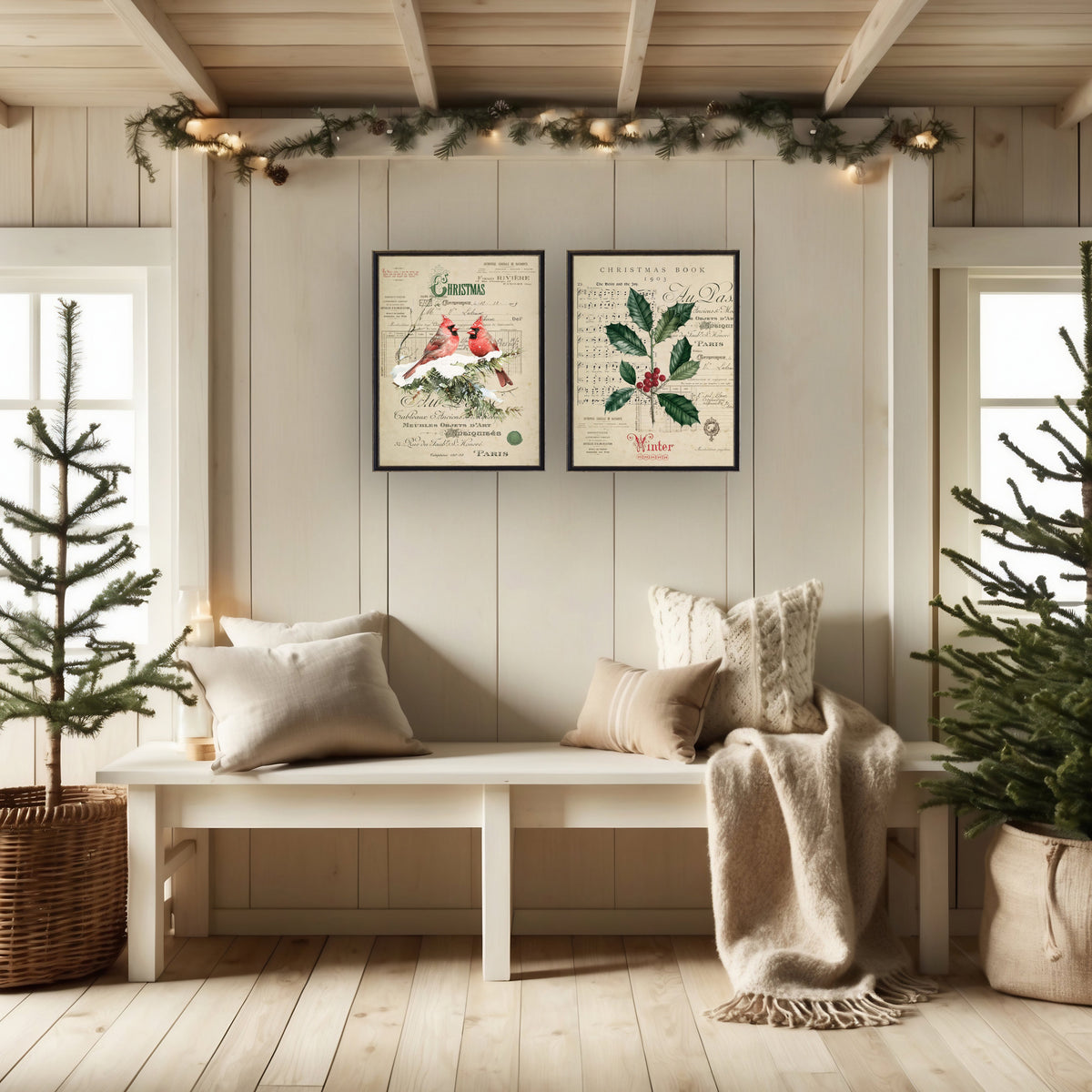 Vintage Painting of Cardinals on a distressed bookplate background - Antique Curiosities, view 4