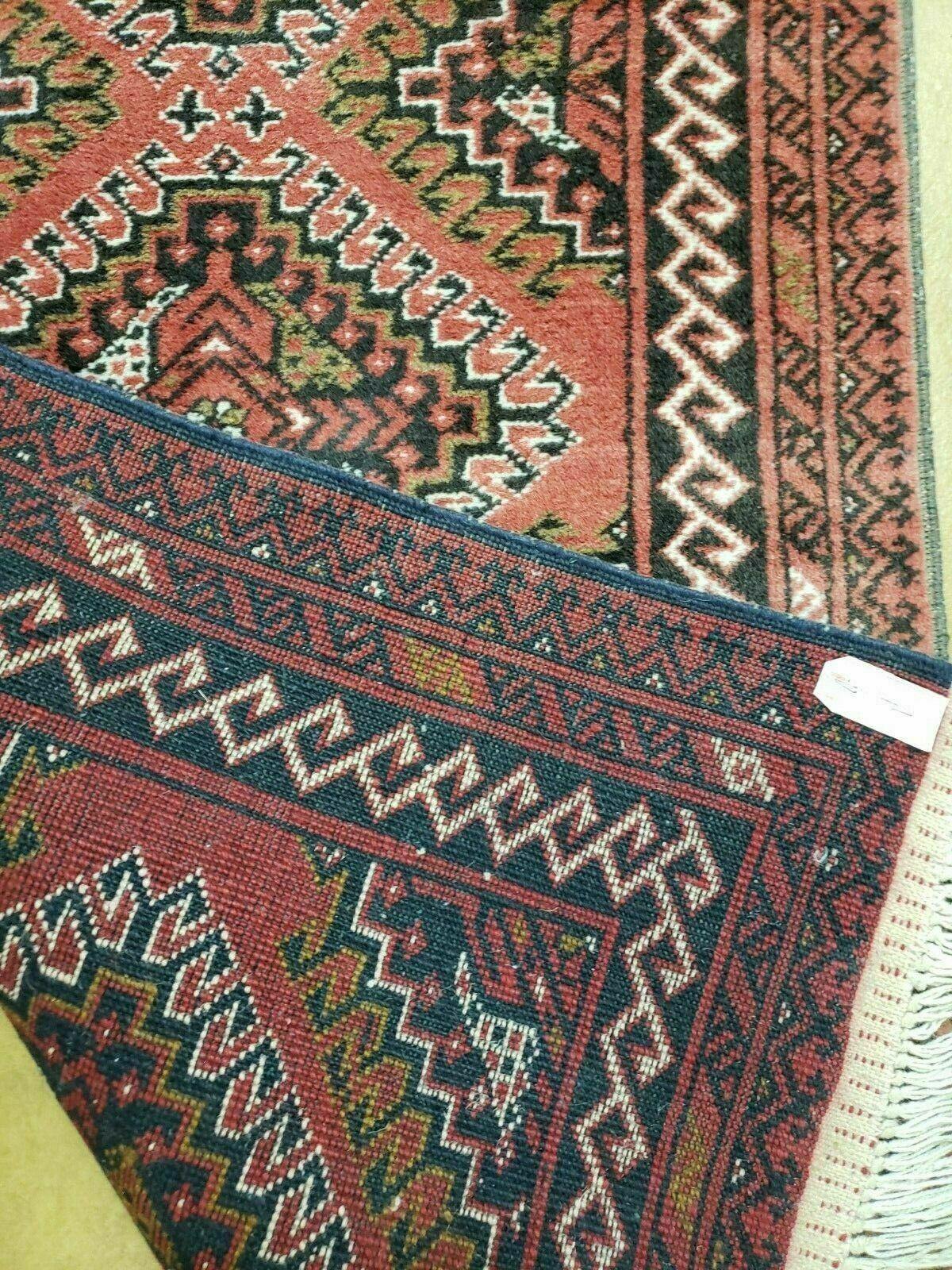 2' 5" X 9' Vintage Handmade Bokhara Red Turkoman Pakistani Wool Runner Rug Organic - Jewel Rugs, view 11