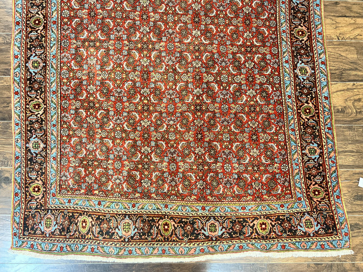 Antique Persian Bidjar Rug 5x7, Repeated Allover Herati Pattern, Red, Handmade Wool Carpet - Jewel Rugs, view 5