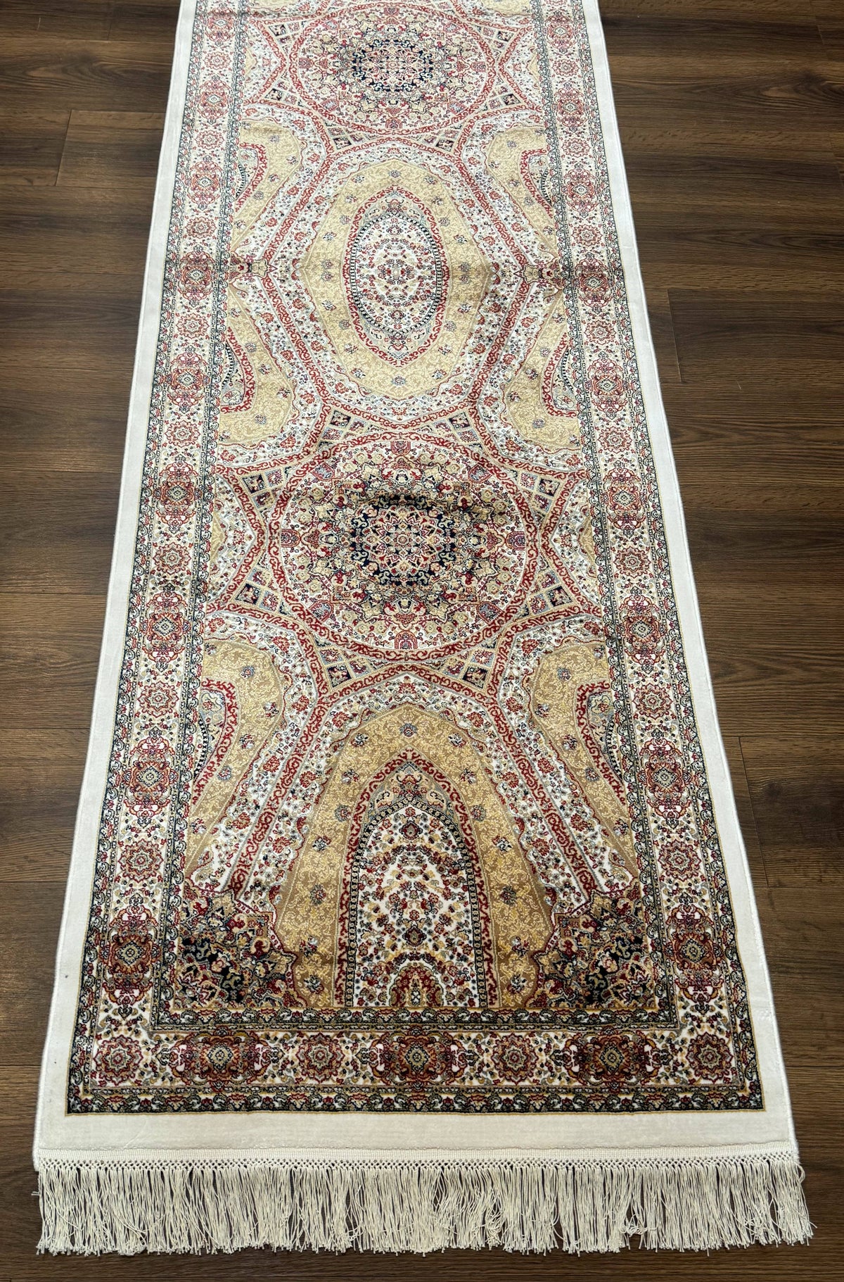 Turkish Silk Runner Rug 2.6 x 12, Hereke Mamluk Runner, Bamboo Silk, New - Jewel Rugs, view 5