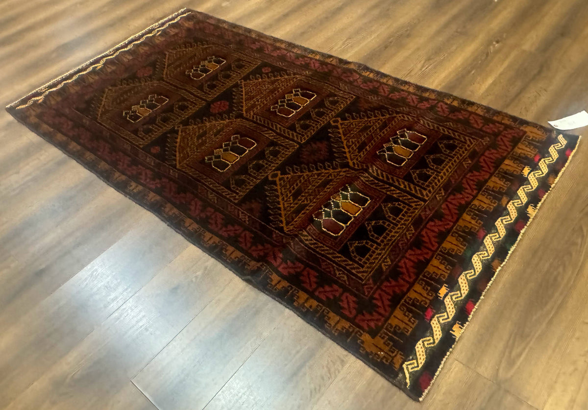 Afghan Rug 3x7, Navy Blue, Tribal Rug, Balouch Carpet, New - Jewel Rugs, view 12