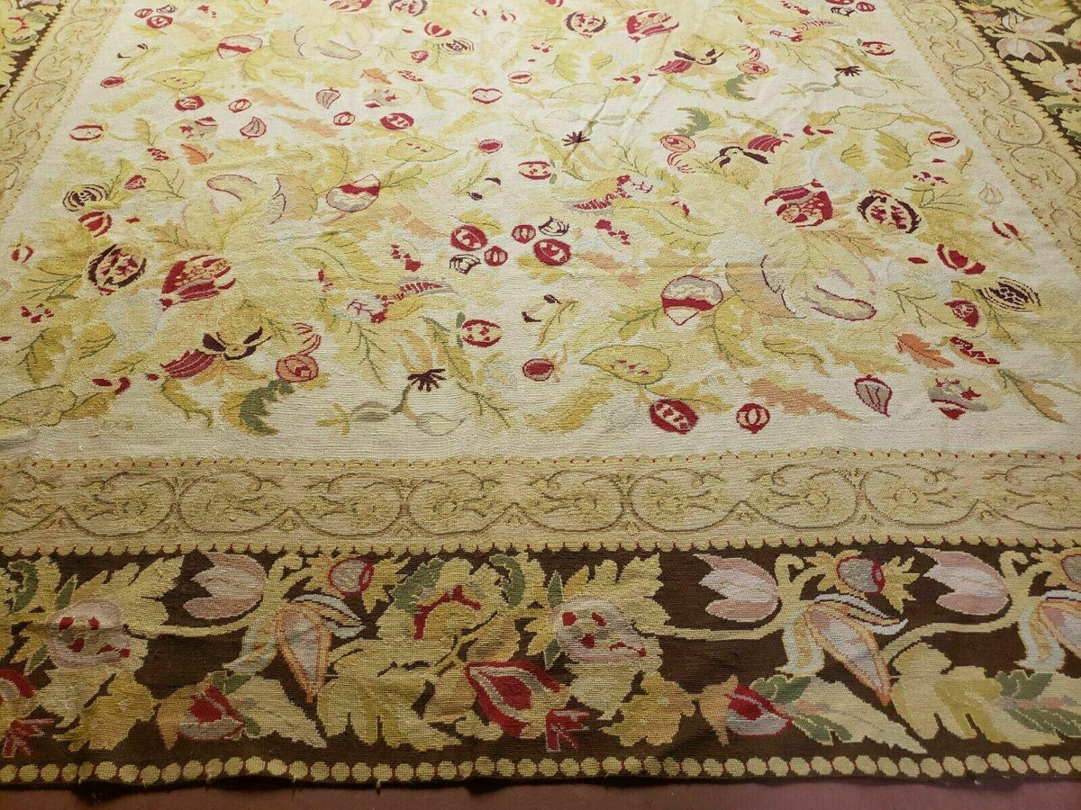 9' X 11' Handmade Chinese Needlepoint Wool Floral Rug Carpet Rose Garden Chic - Jewel Rugs, view 6