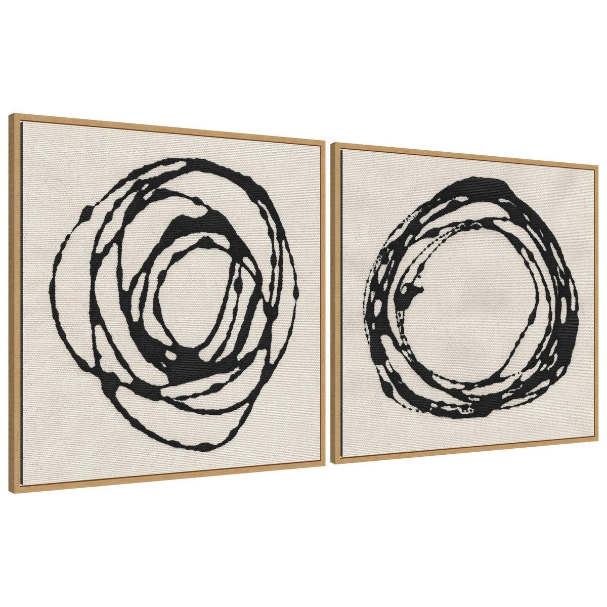 Sylvie Flowing Circle Abstracts - 2 Piece Framed Canvas Art Set by The Creative Bunch Studio