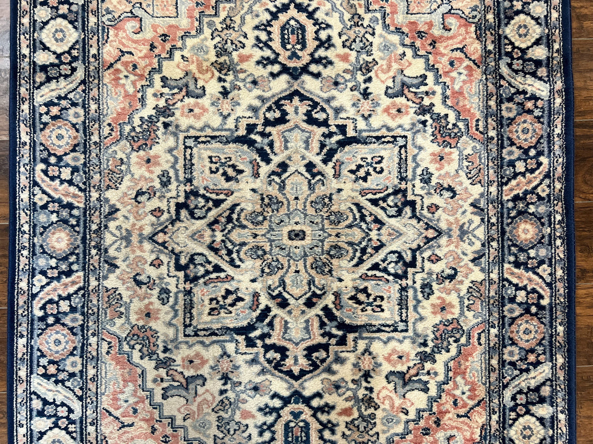 Karastan Blue Heriz Rug #748, Vintage Wool Karastan Carpet 4.3 x 6, Discontinued Original 700 Series Karastan Area Rug - Jewel Rugs, view 5