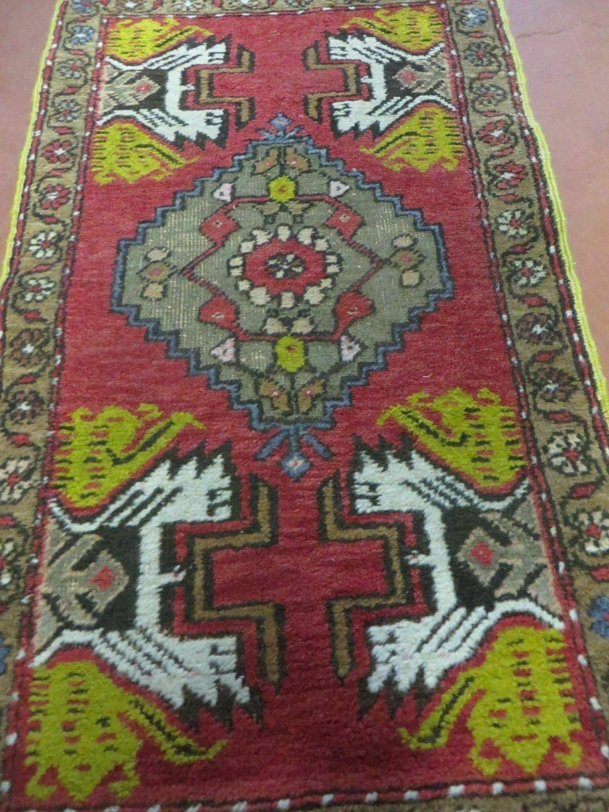 20" X 38" Antique Handmade Turkish Oushak Oshak Yastik Wool Rug Mat Turkey Nice - Jewel Rugs, view 6