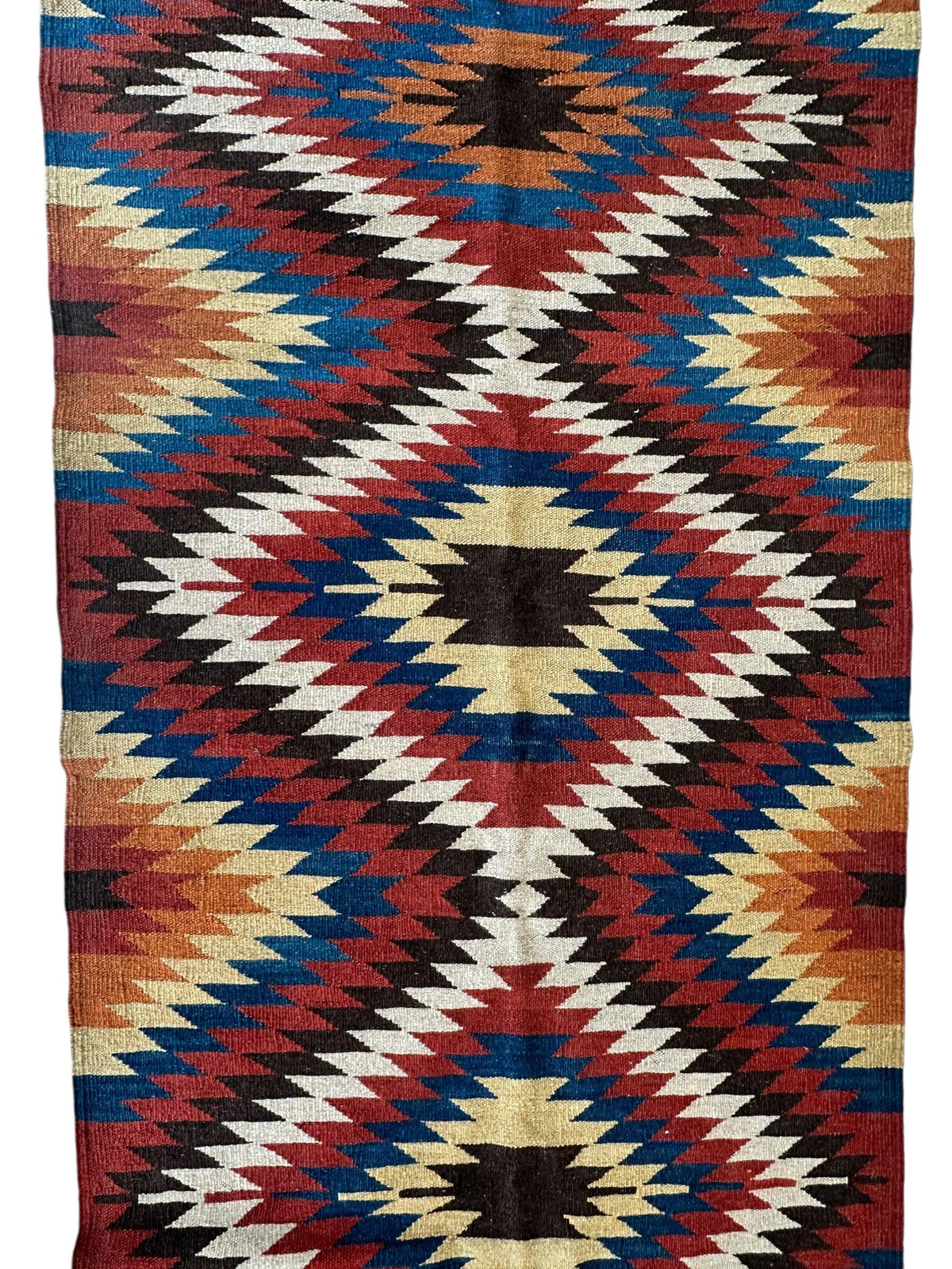 Vintage Afghan Kilim Runner 3x12 | Brown, Red & Ivory | Hand-Woven Wool Flatweave - Rugistan, view 5