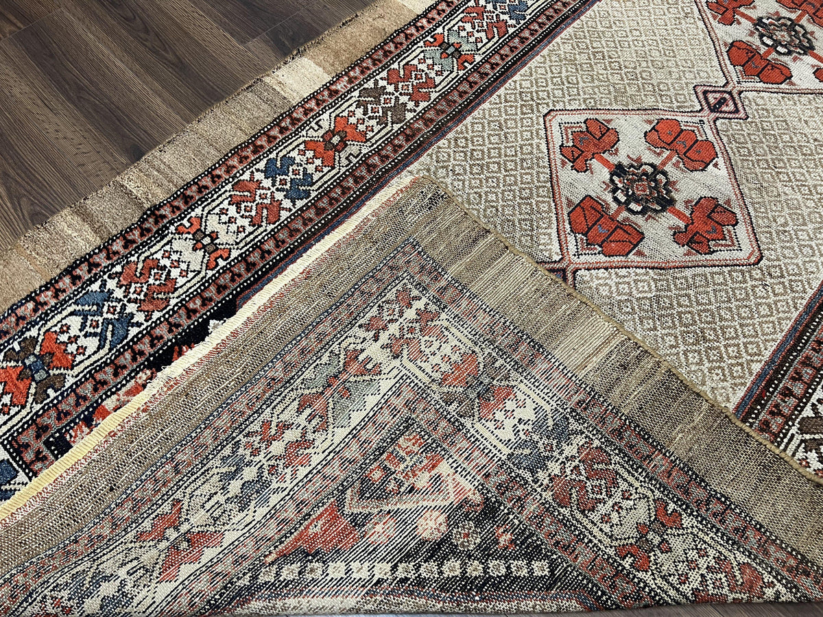 Rare Persian Sarab Tribal Runner Rug 4 x 10, Antique, Geometric Medallions, Camel Hair Runner - Jewel Rugs, view 10