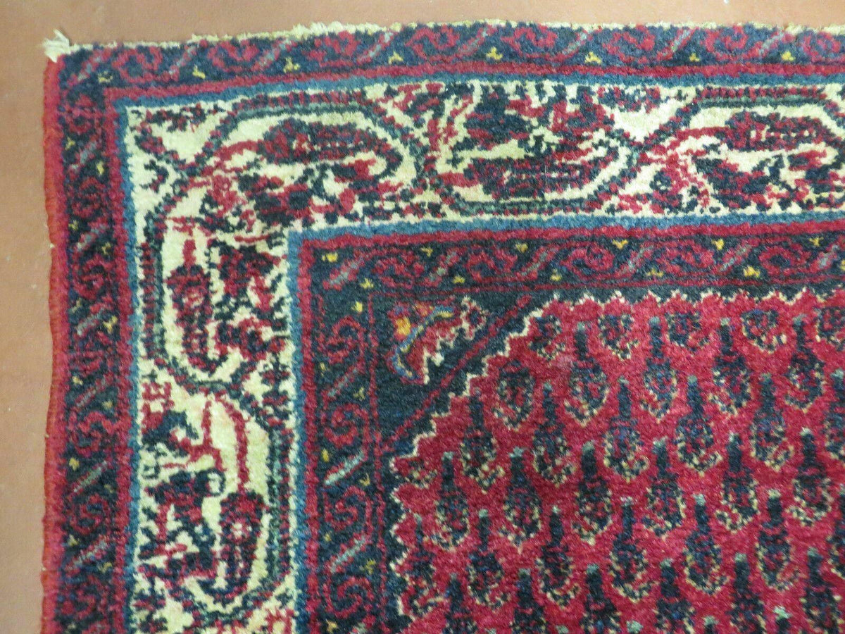 2.5' X 4' Vintage Handmade Indian Amritsar Wool Rug Paisley Design Red - Jewel Rugs, view 7
