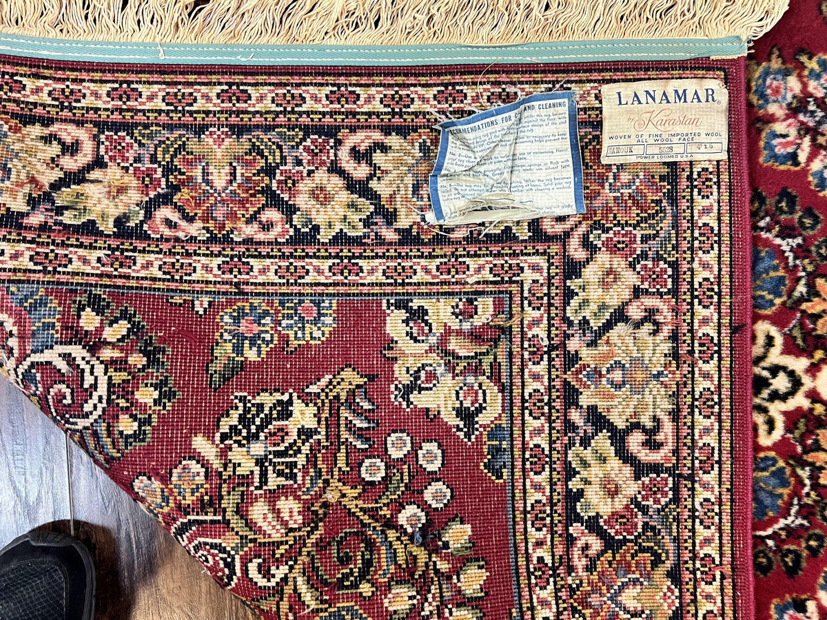 Karastan Rug 4.6 x 6 Lanamar Sarouk #5528, Red Wool Karastan Oriental Carpet, Discontinued, Antique, Wool Pile - Jewel Rugs, view 11