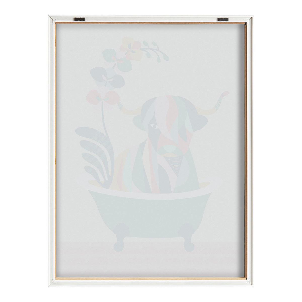 Blake Mid Century Modern Cow in Bathtub Framed Printed Glass by Rachel Lee of My Dream Wall